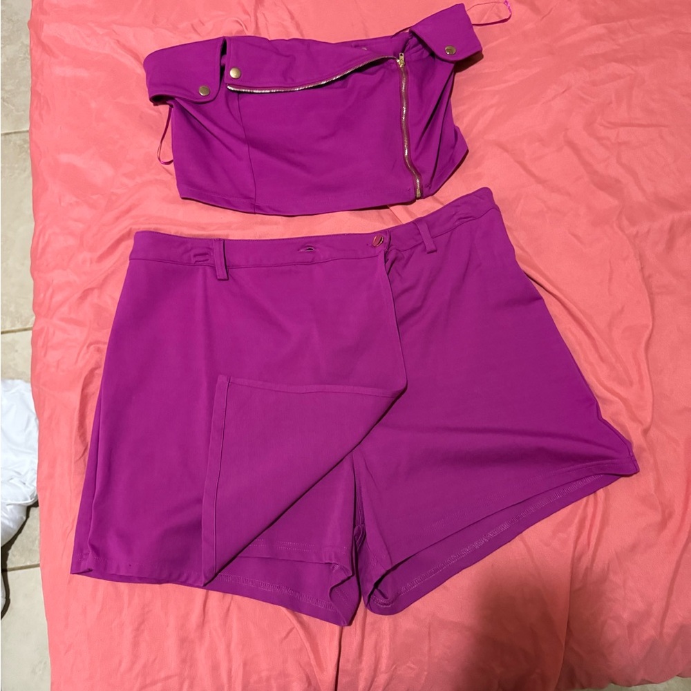 Fashion Nova Magenta Shorts Set